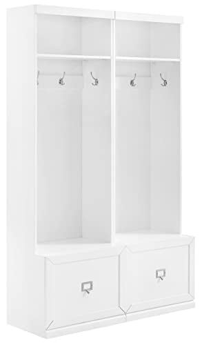 White 2-Piece Entryway Set with 2 Hall Trees N312