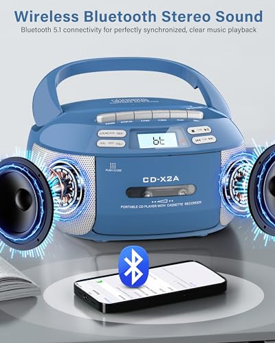 Boombox CD Player Cassette Player AM FM Radio with Bluetooth N900