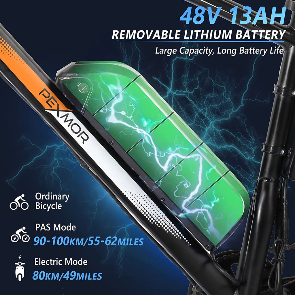 26" Fat Tire Electric Bike 500W 48V 13AH Removable Battery 20MPH C153