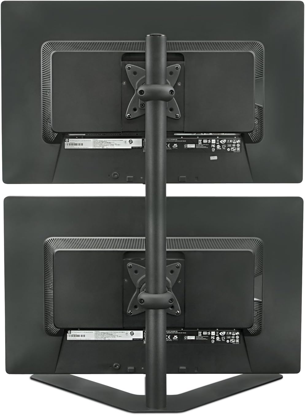 Dual Monitor Stand Vertical Stack Free Standing Desk Mount Adjustable Height Black J44562