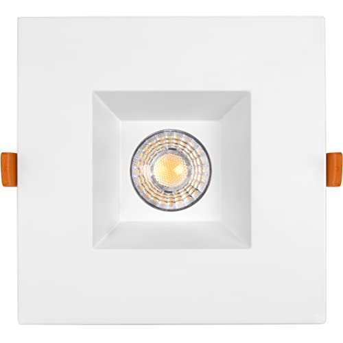 6" Ultra-Thin Recessed LED Downlight Canless IC Rated 1200 Lumens 5 Color Temperature Select Dimmable Square Black Trim 90 CRI H97192