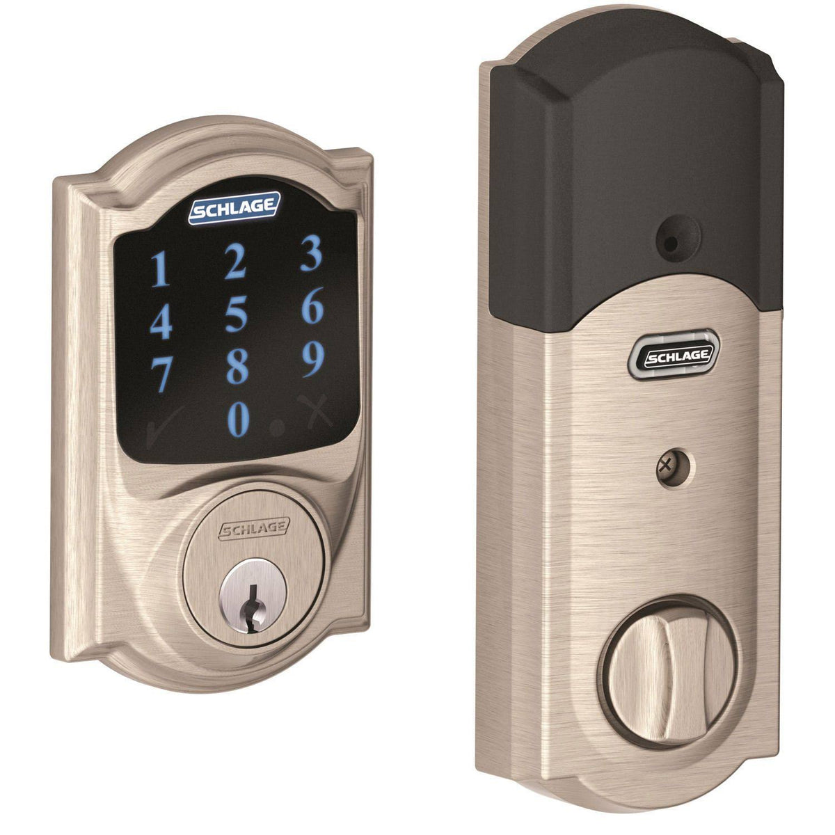 Satin Nickel Touchscreen Deadbolt with Alarm S322