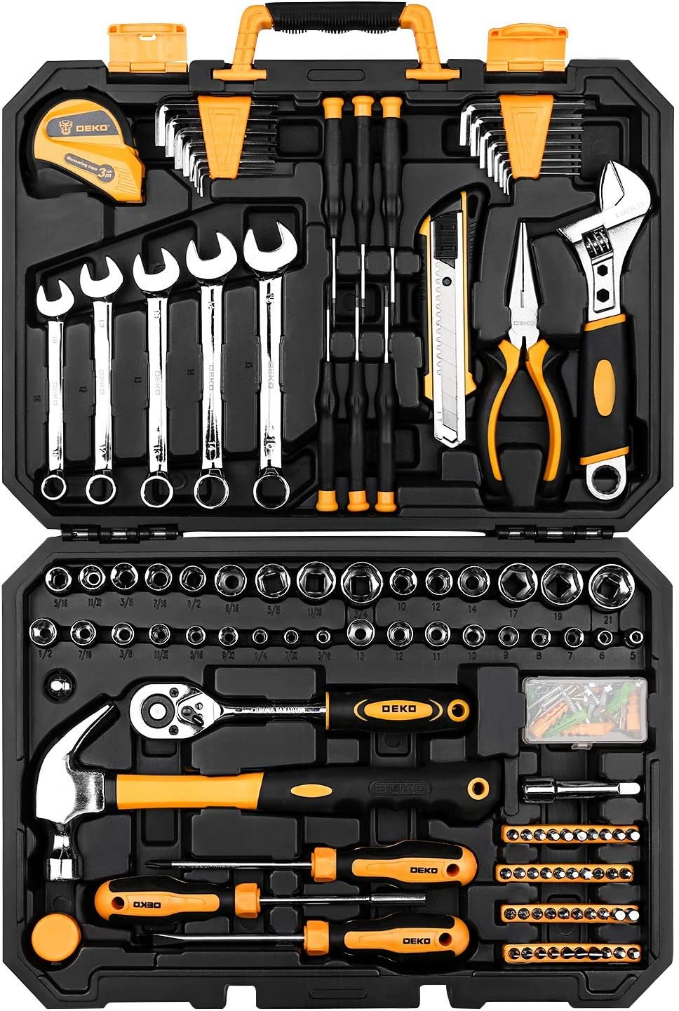 158 Piece Hand Tool Set with Plastic Toolbox Storage Case I96875