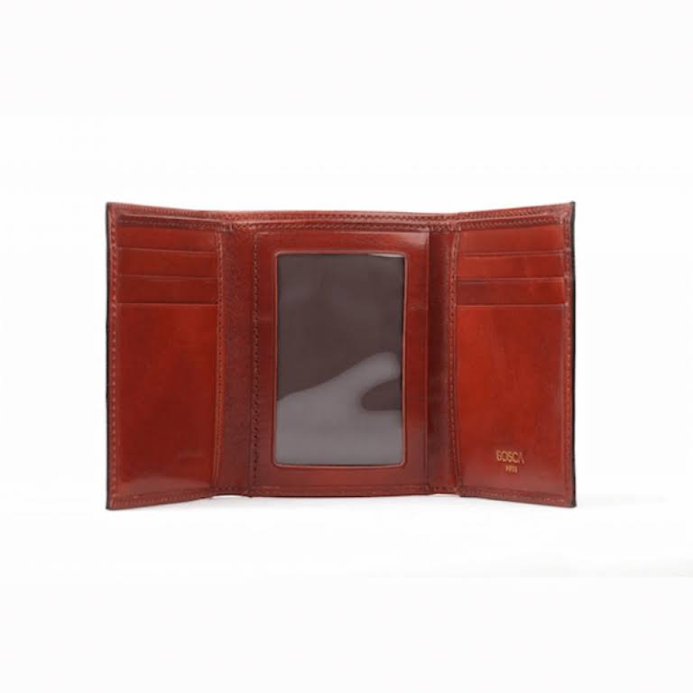 Dark Brown Leather Trifold ID Wallet O178820