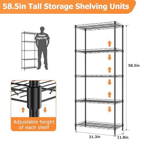 5-Tier Adjustable Metal Wire Shelving Unit Y545
