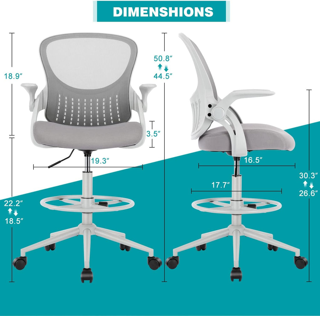 Grey Mid Back Mesh Drafting Chair X44622