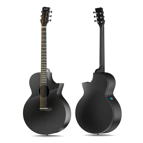Acoustic Electric Guitar Carbon Fiber 41" 4/4 Sized Guitar Bundle with Hard Case C8126