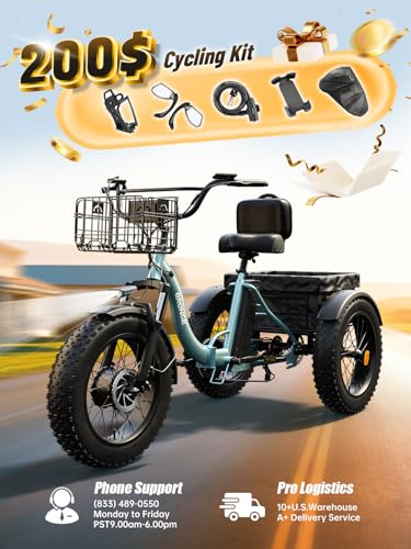 Electric Trike 20" Fat Tire 3 Wheel Folding Electric Tricycle O1163