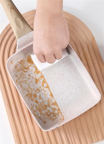 White Square Nonstick Tamagoyaki Pan with Lid and Oil Brush L399