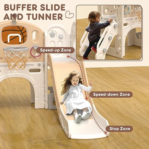 8 in 1 Toddler Slide Set with Basketball Hoop and Ball B574
