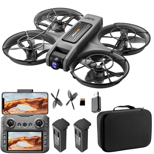 RC Drone with Screen On Controller, Brushless Motor Drone with Dual Cameras K888