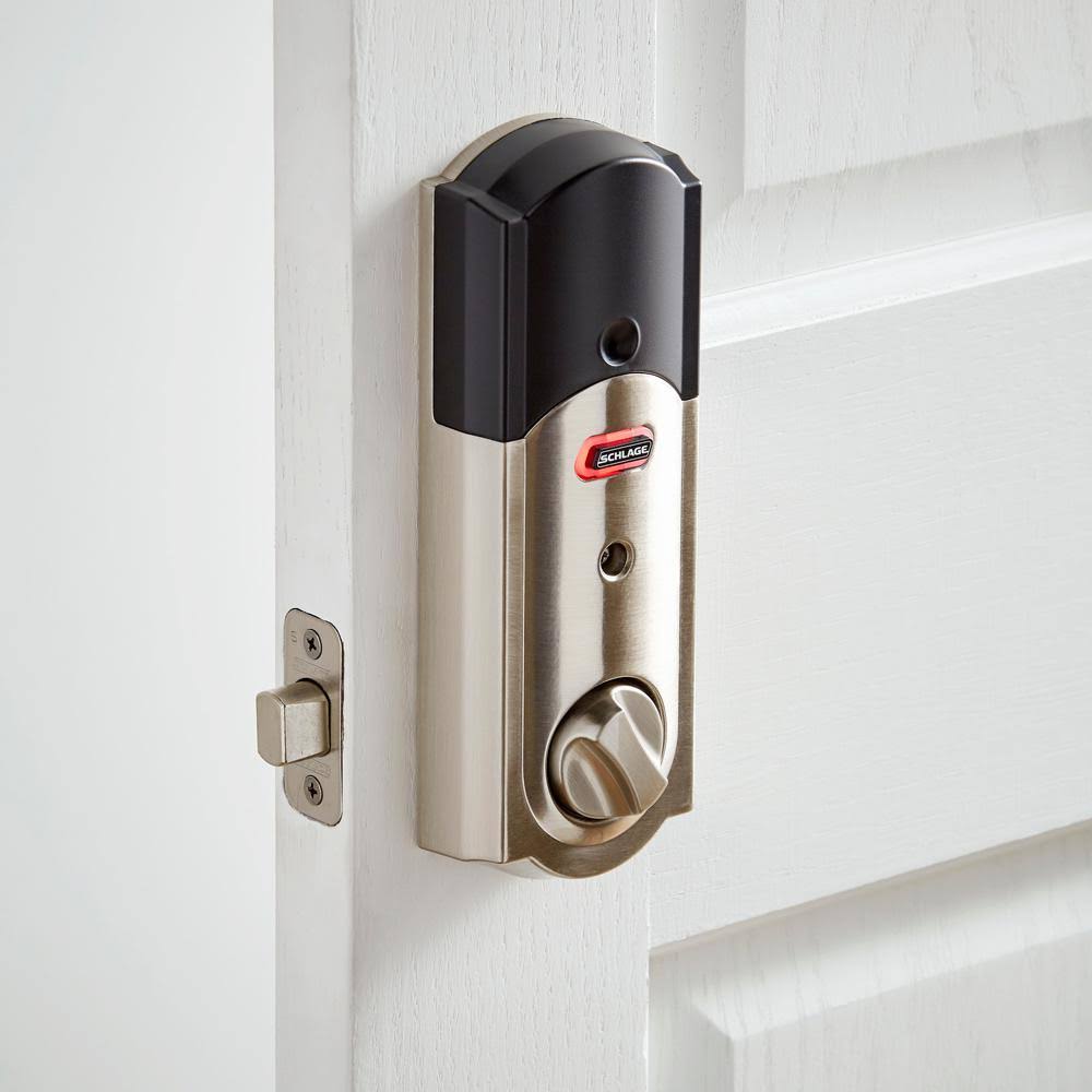 Satin Nickel Touchscreen Deadbolt with Alarm S322