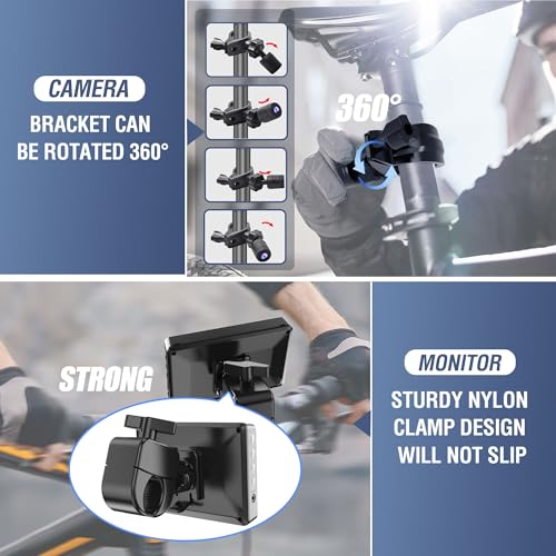 Bicycle Rear View Camera with 4.3'' HD 1080P Monitor and 8000mah Battery A60278