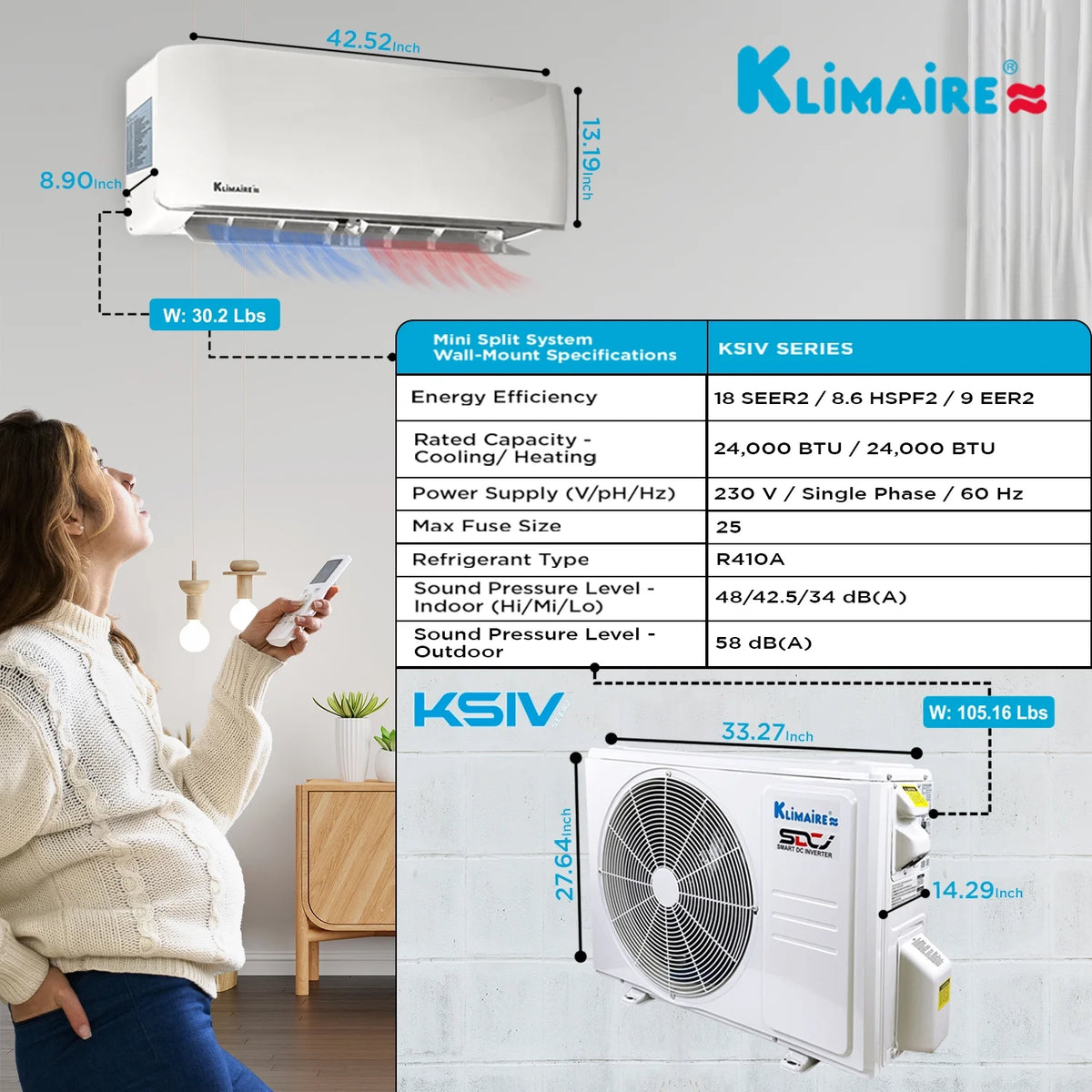 24,000 Btu 18.5 SEER2 Ductless Mini-Split Heat Pump Air Conditioner R857859