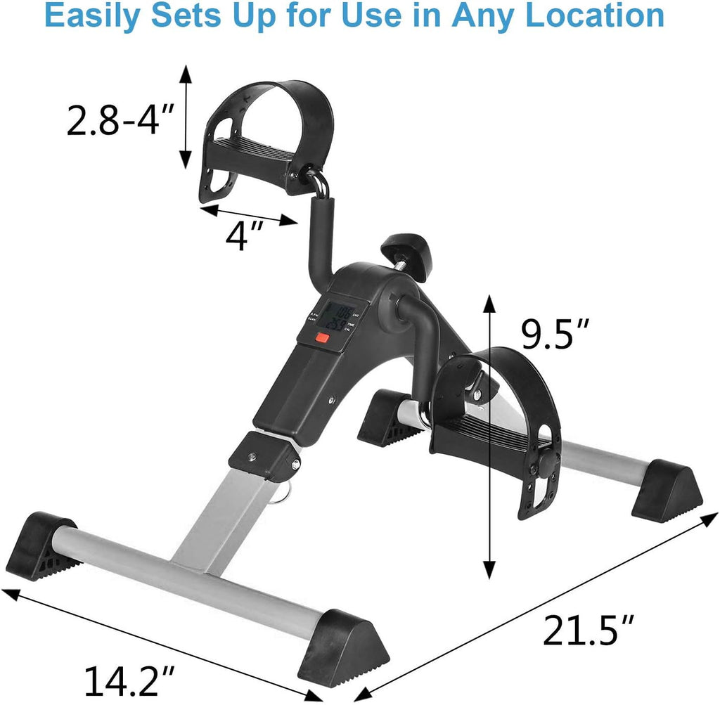 Silver Mini Exercise Bike Pedal Exerciser with LCD Monitor L8916
