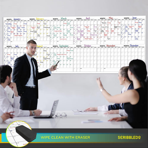 100"x36" White Board Calendar Dry Erase Wall Calendar I701593