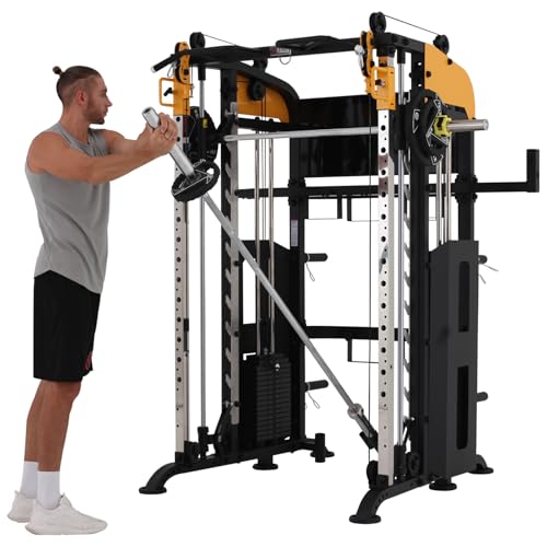 Smith Machine with Lever Arms Pulley Ratio 2:1 Squat Rack Pull Up Bar A4682