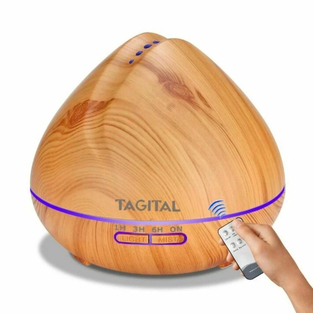 550ml Wood Grain Ultrasonic Cool Mist Aroma Essential Oil Diffuser O5341