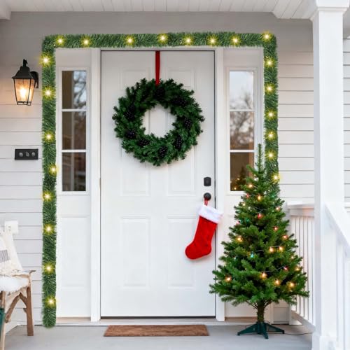 30 Feet 50 LED Battery Operated Pre-Lit Green Garland J614612