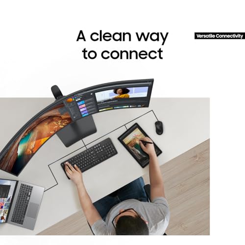 49" Curved Ultrawide Dual QHD Computer Monitor, USB-C, DisplayPort, HDMI, 120Hz, Height Adjustable Stand V499