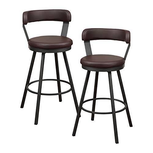 Black Swivel Counter Stool, Set of 2, 25.5" Seat Height U43638