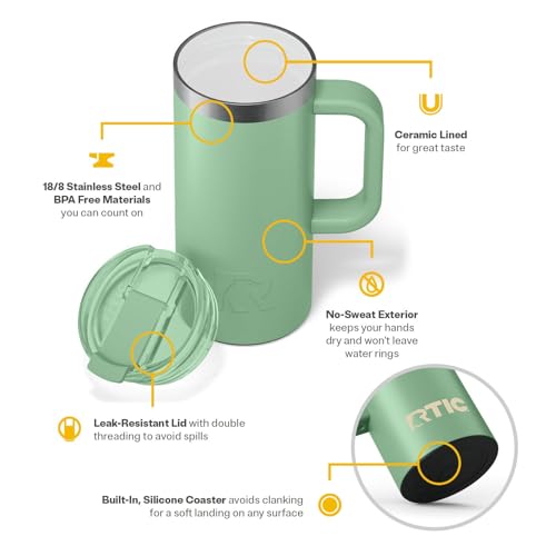 20oz Insulated Stainless Steel Travel Mug with Lid and Handle O293