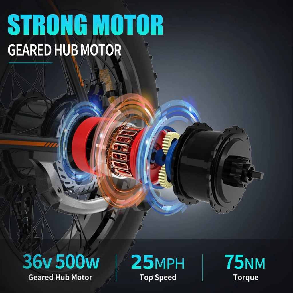 Folding Electric Bike 20 inch Fat Tire Electric Bicycle with 500W Motor 36V 13AH Removable Lithium Battery J719079