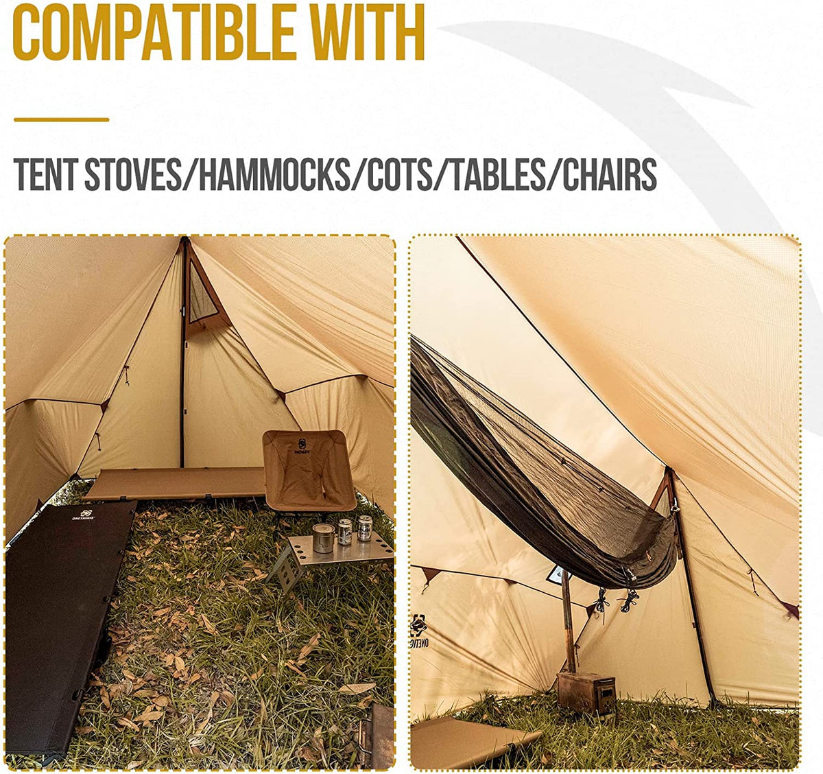 Hammock Hot Tent with Stove Jack, Waterproof Camping Tarp, PU3000mm 4 Season Tent V563