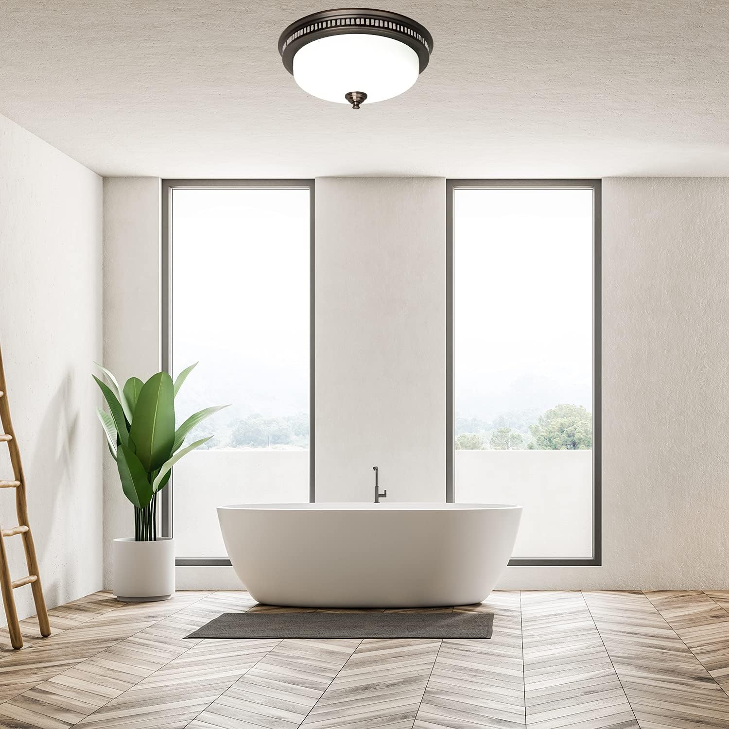 Bronze Round Exhaust Bathroom Fan with Light and Nightlight Q52636