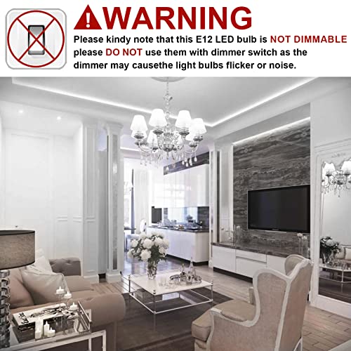 10 Pack E12 LED Candelabra Bulbs, 6000k Daylight White, 5W 450 Lumens H5765