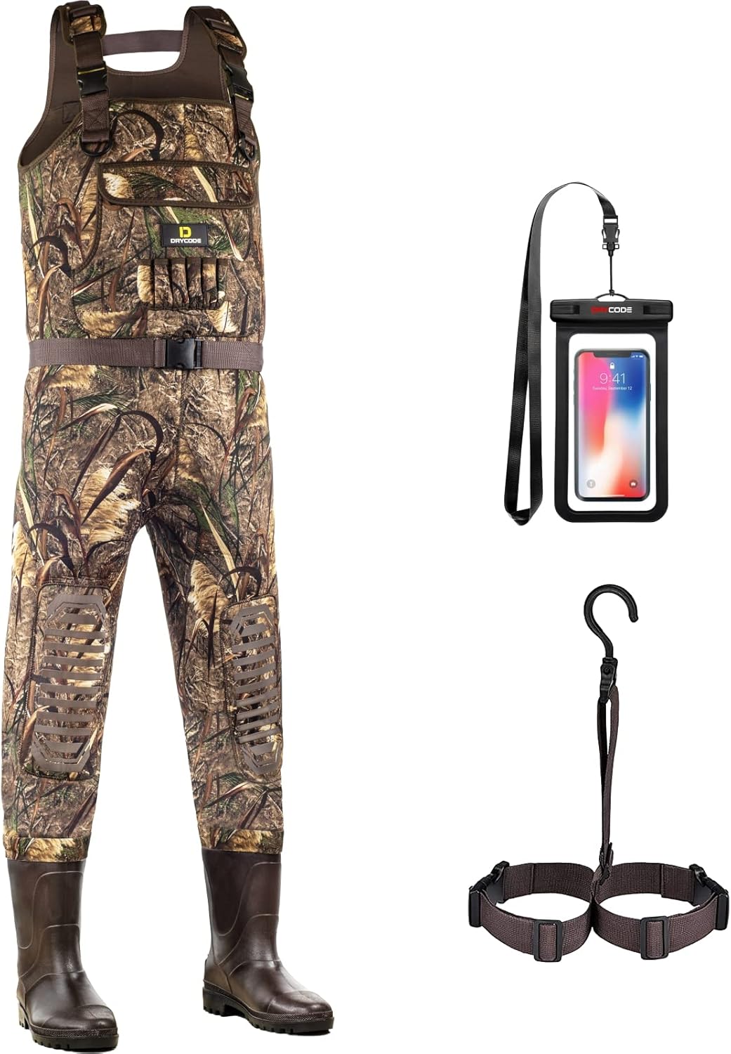 Waterproof Neoprene Camo Chest Waders with Boots E2463