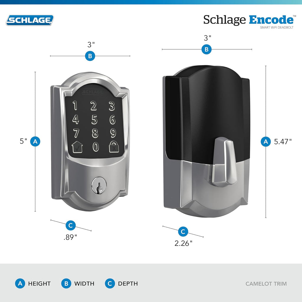 Bright Chrome Smart WiFi Deadbolt W241