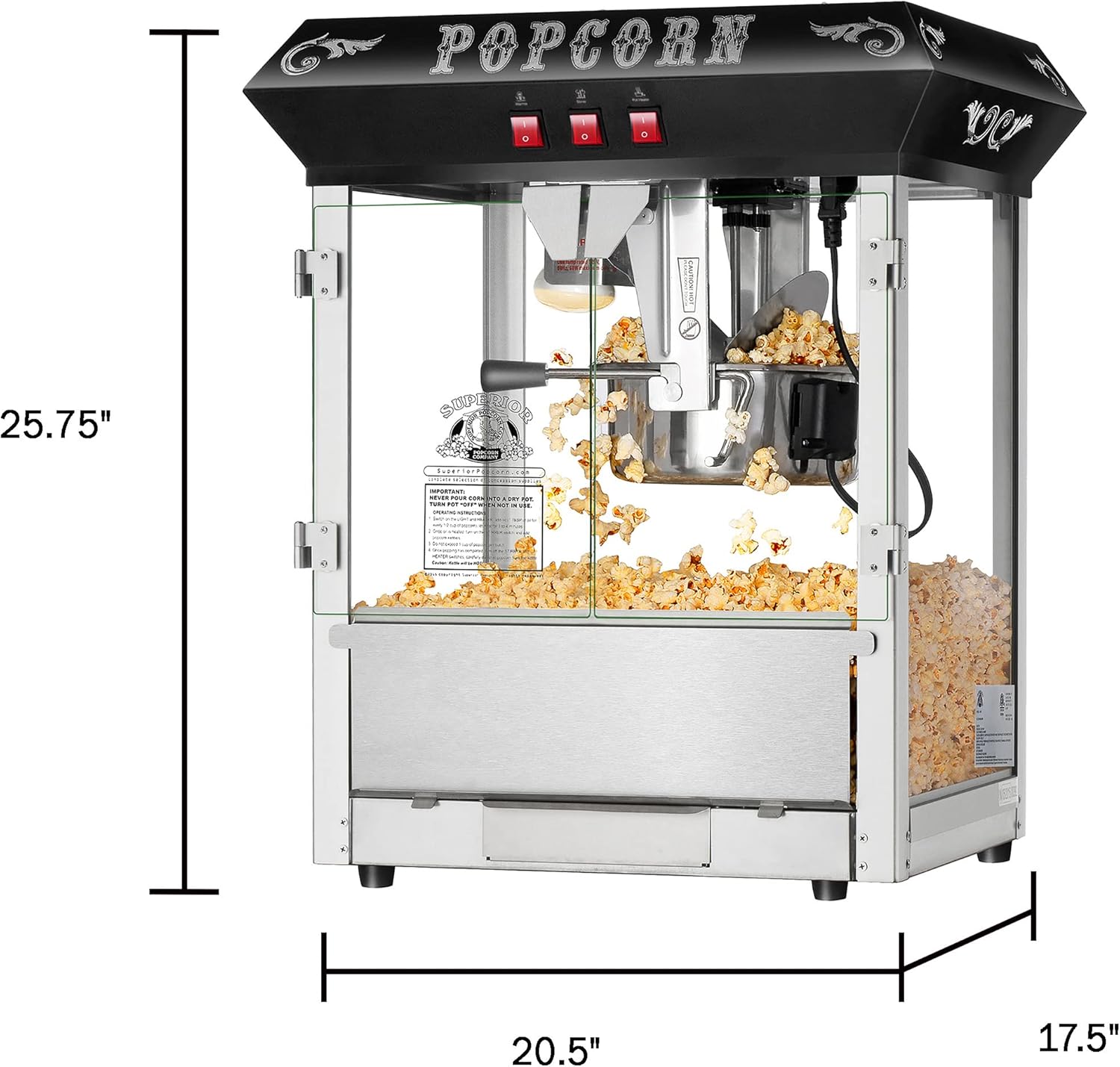 Black 8 Ounce Popcorn Machine E42548