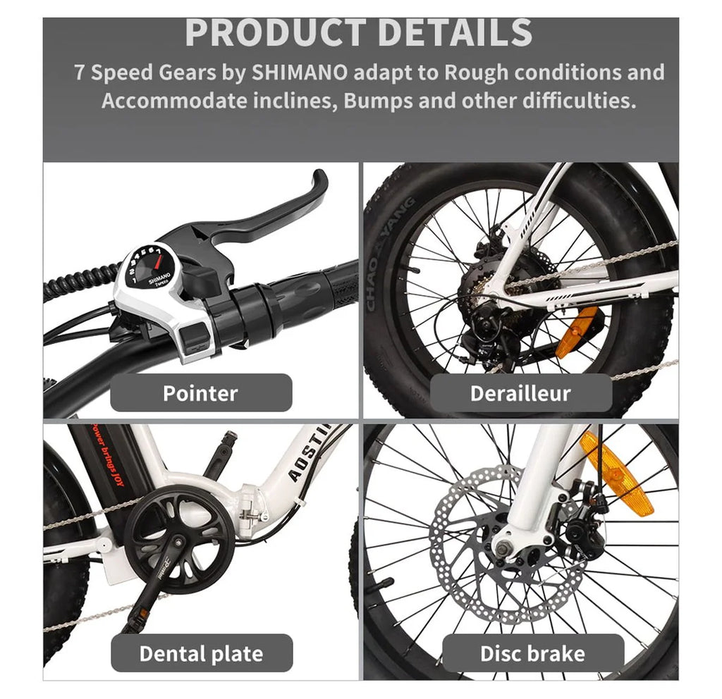 Folding Electric Bike 20 inch Fat Tire Electric Bicycle with 500W Motor 36V 13AH Removable Lithium Battery J719079