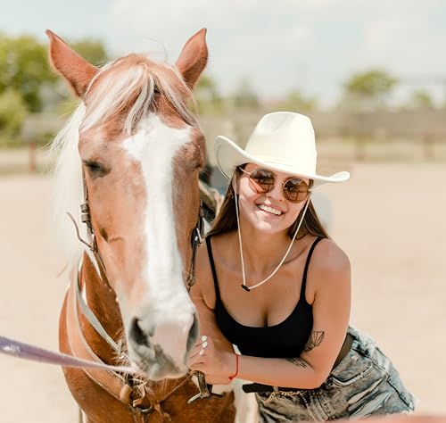 Retro Felt Wide Brim Cowboy Hat with Wind Lanyard R770