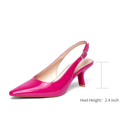 Women's Pumps 2.4 Inch Slingback Kitten Heels Closed Pointed Toe Low Heels Shoes J23309