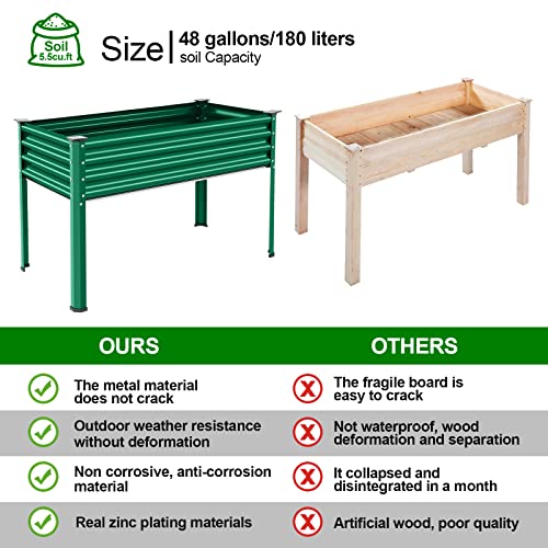 Galvanized Raised Garden Bed with Legs, Oval Large Metal Raised Garden Beds K3416