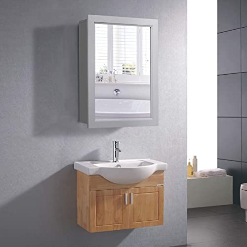 Grey Wall Mounted Mirror Medicine Cabinet with Adjustable Shelf G9245