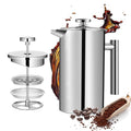 34 Ounce Stainless Steel French Press Coffee Maker with 3 Filter B920044