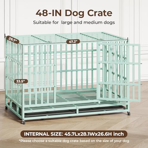 Heavy Duty Steel Dog Crate with Wheels and Removable Tray T1115