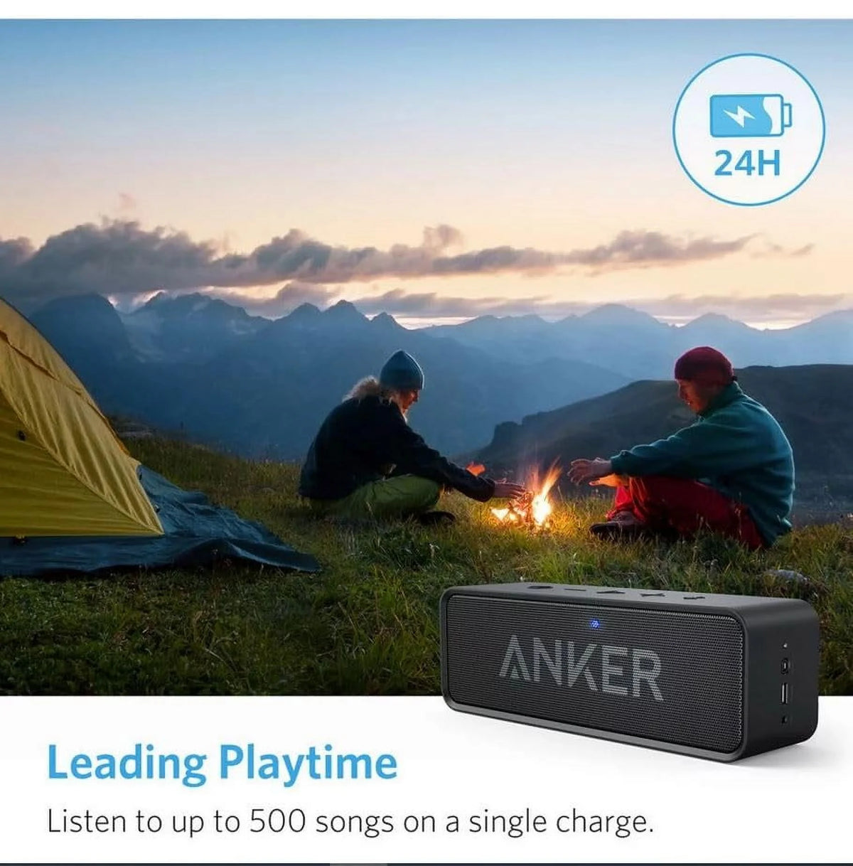 Black Portable Bluetooth Speaker Waterproof 24H Playtime G614107