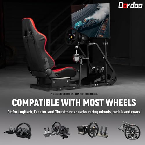 Racing Simulator Cockpit with Monitor Mount, red Seat N733382