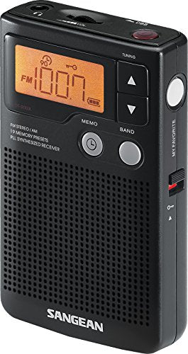 Black FM-Stereo AM Digital Tuning Pocket Radio J924