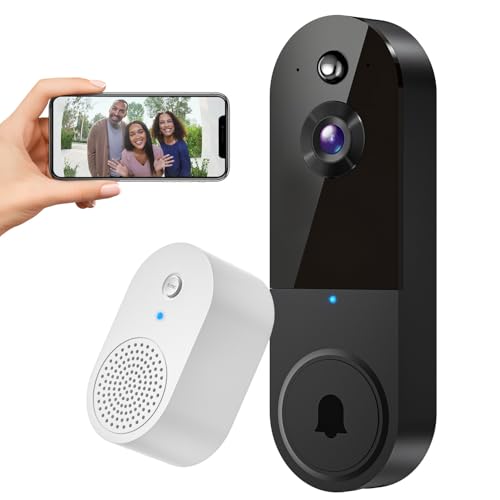 Black 1080P Wireless Video Doorbell Camera with Night Vision E974