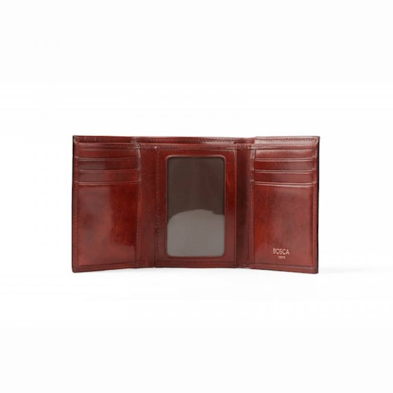 Dark Brown Leather Trifold ID Wallet O178820
