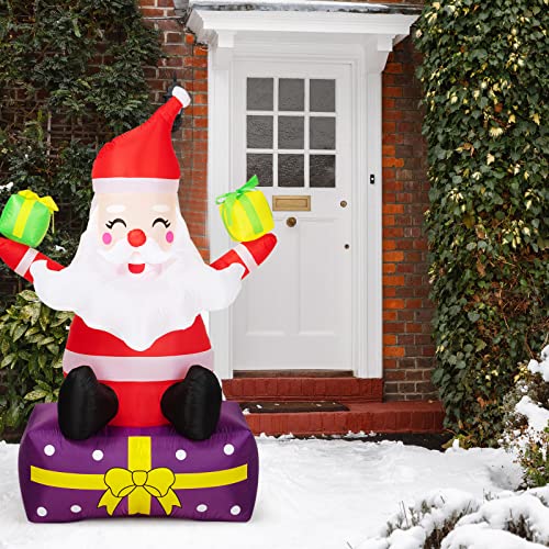 Inflatable Santa Claus with Gift Boxes LED Lights Yard Decor X77698