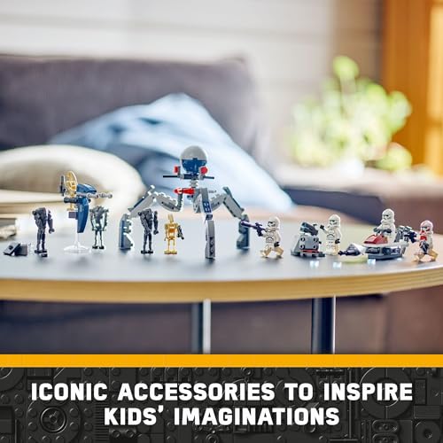 LEGO Star Wars Clone Trooper & Battle Droid Battle Pack Set, Buildable Toy Speeder Bike Vehicle, Tri-Droid and Defensive Post, 75372 S977771