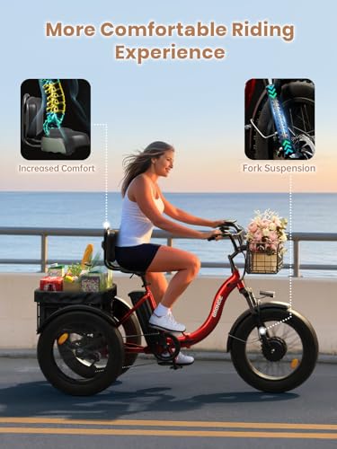 Electric Trike 20" Fat Tire 3 Wheel Folding Electric Tricycle O1163