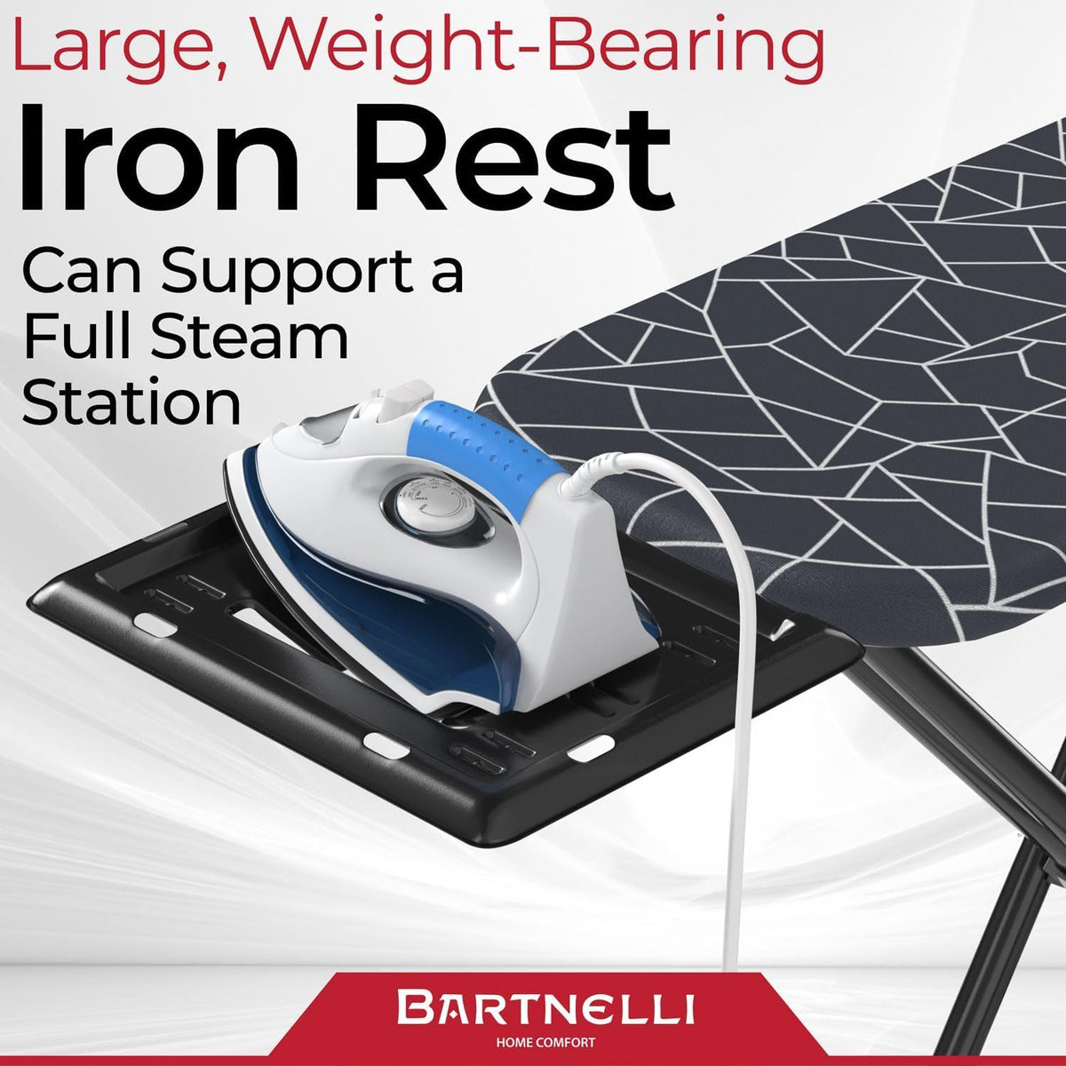 13x43 Ironing Board with Reinforced Steel Legs, Adjustable Height, 4-Layer Padding T806