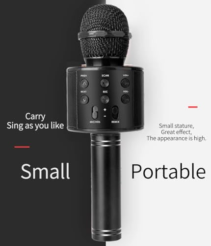 Black Wireless Bluetooth Karaoke Microphone Speaker T170315